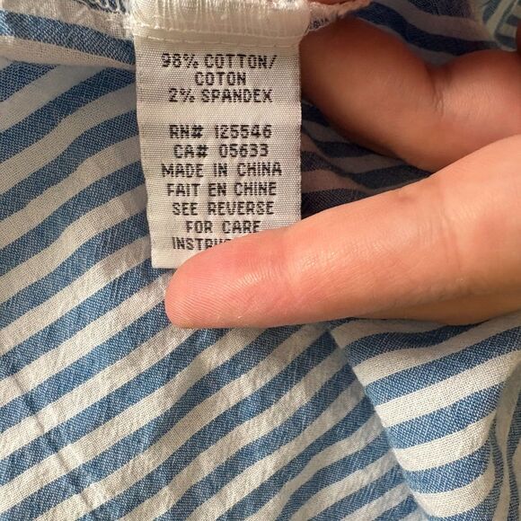Habitat Button Front Swing Tunic Blue‎ White Stripe Cotton Blend Size Small - Picture 5 of 5